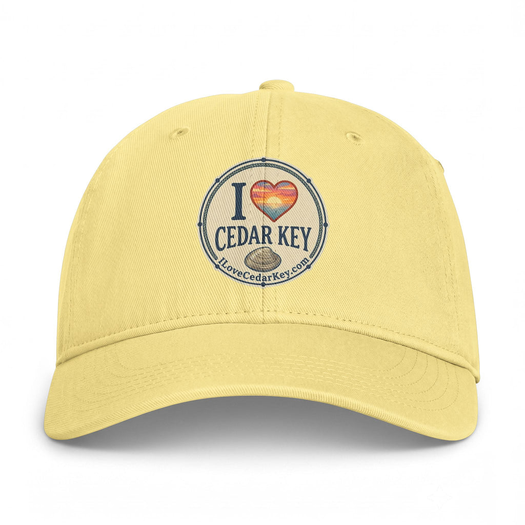 Official "I Love Cedar Key" Vintage Cotton Beach Cap | Coastal Fishing