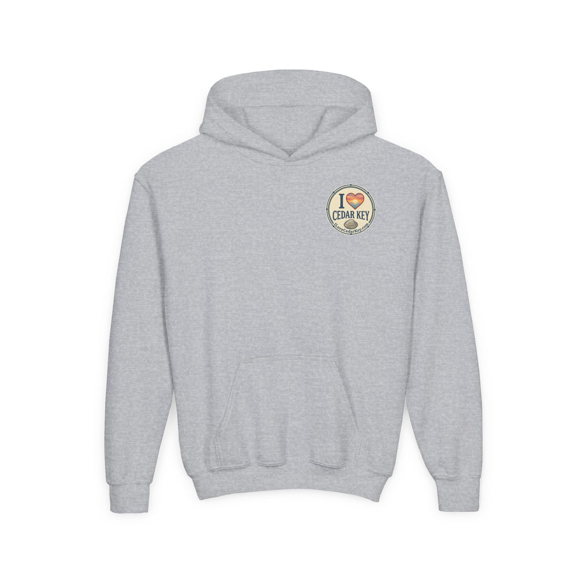 Youth Hoodie — I Love Cedar Key Logo Hooded Sweatshirt