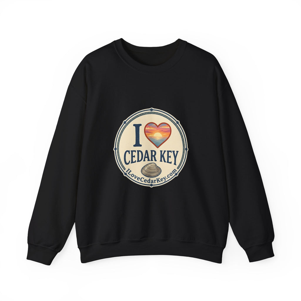 Cedar Key Heart Crewneck Sweatshirt — I Love Cedar Key Vintage Logo