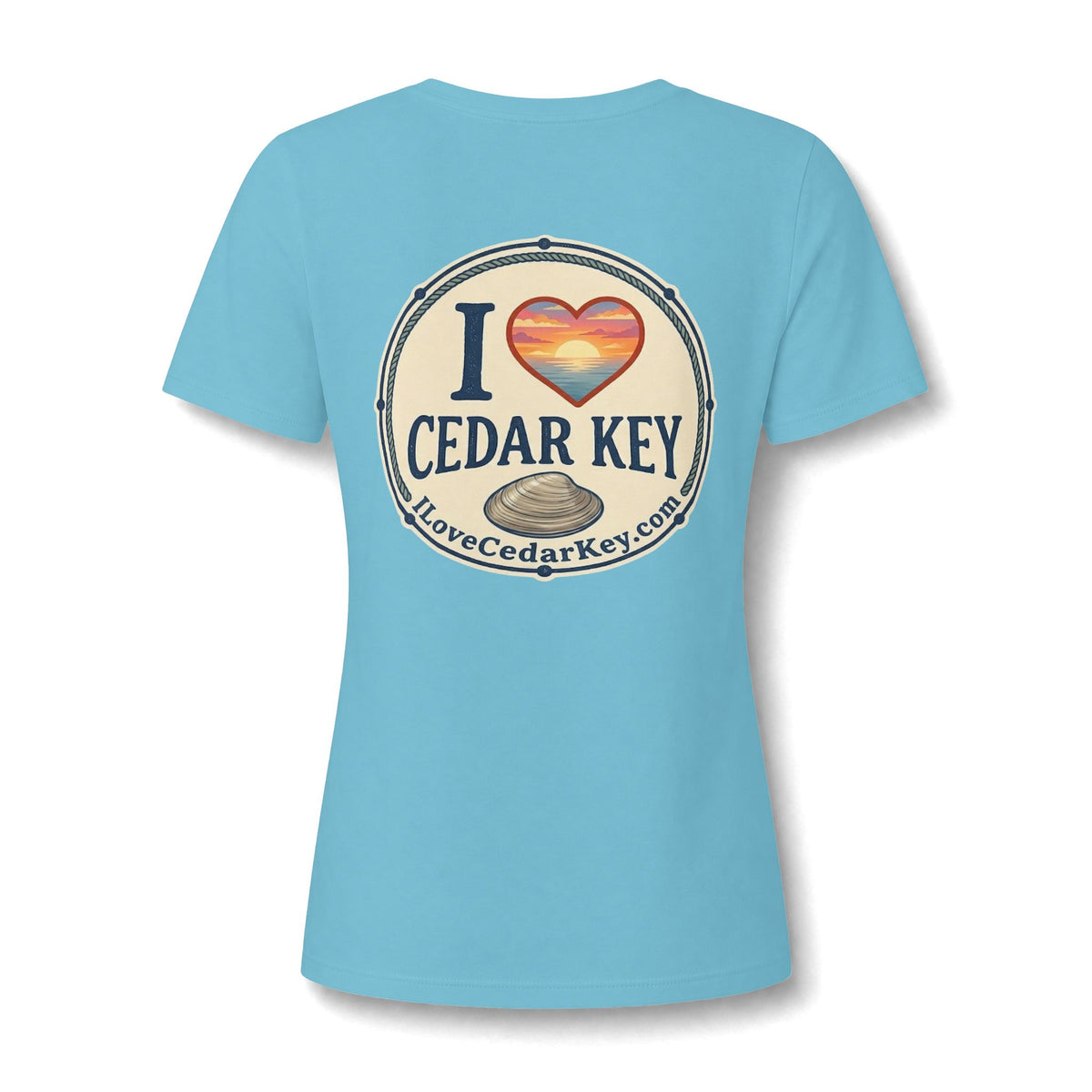I Love Cedar Key Women's Relaxed V-Neck Tee — Soft Heathered Everyday Shirt