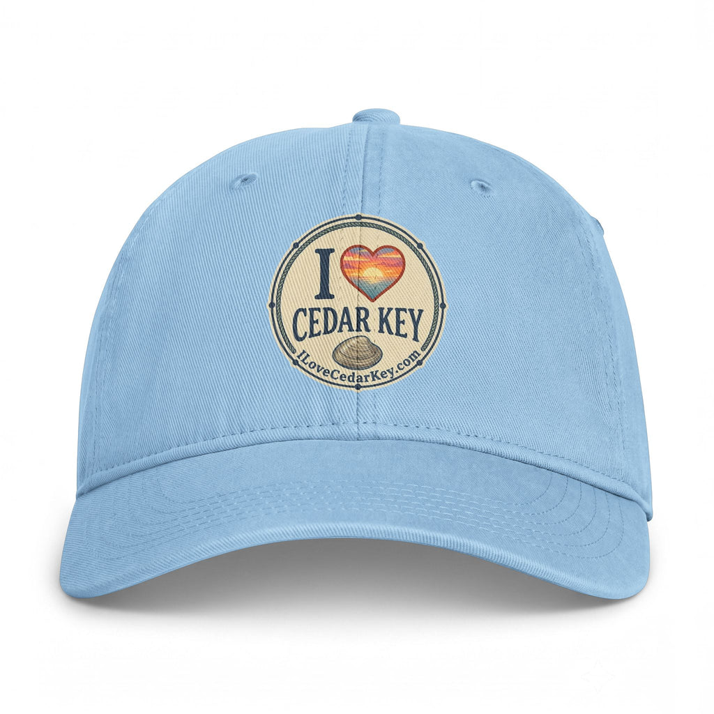 Official "I Love Cedar Key" Vintage Cotton Beach Cap | Coastal Fishing