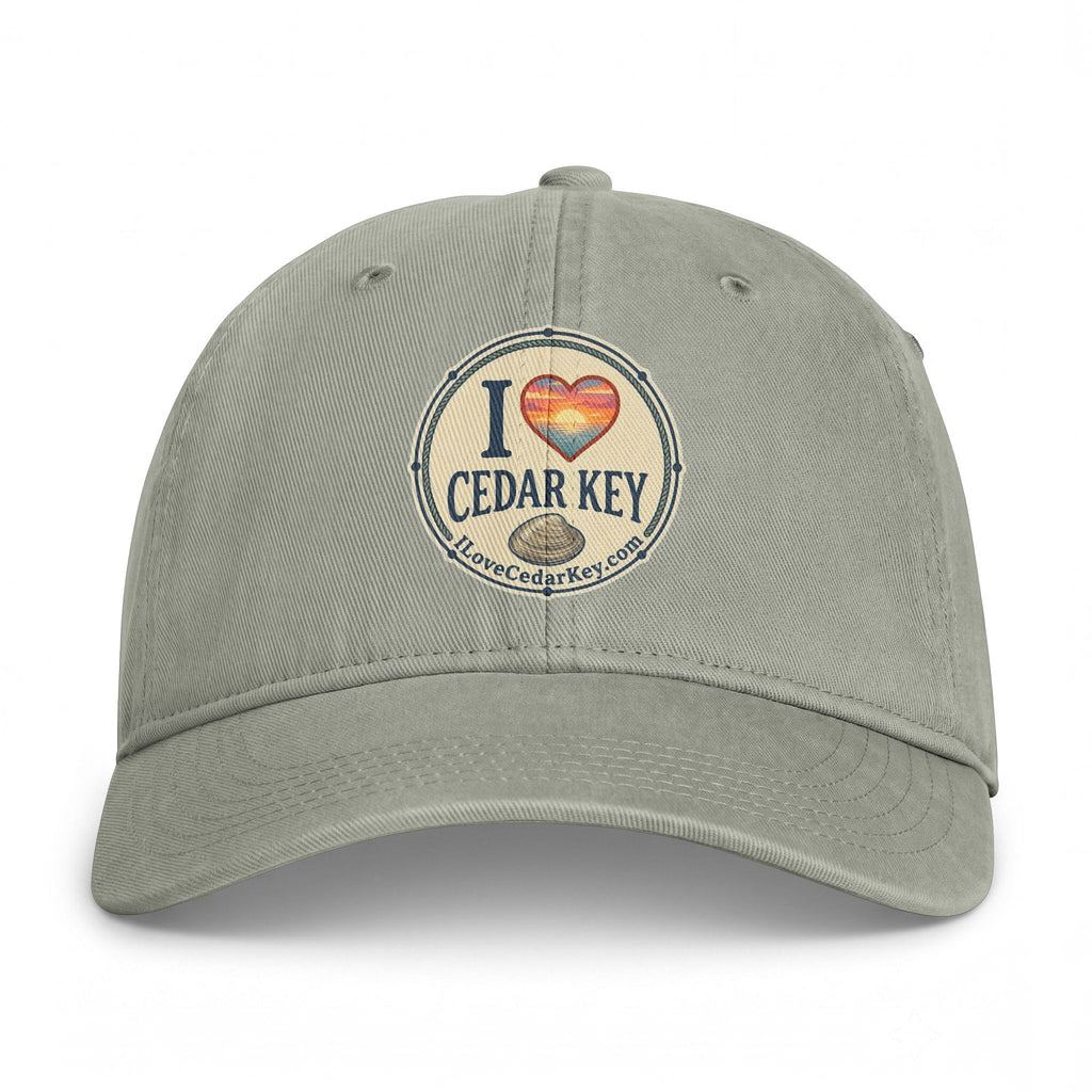 Official "I Love Cedar Key" Vintage Cotton Beach Cap | Coastal Fishing