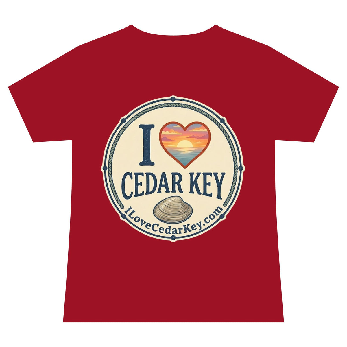 Official I Love Cedar Key logo V-Neck Tee