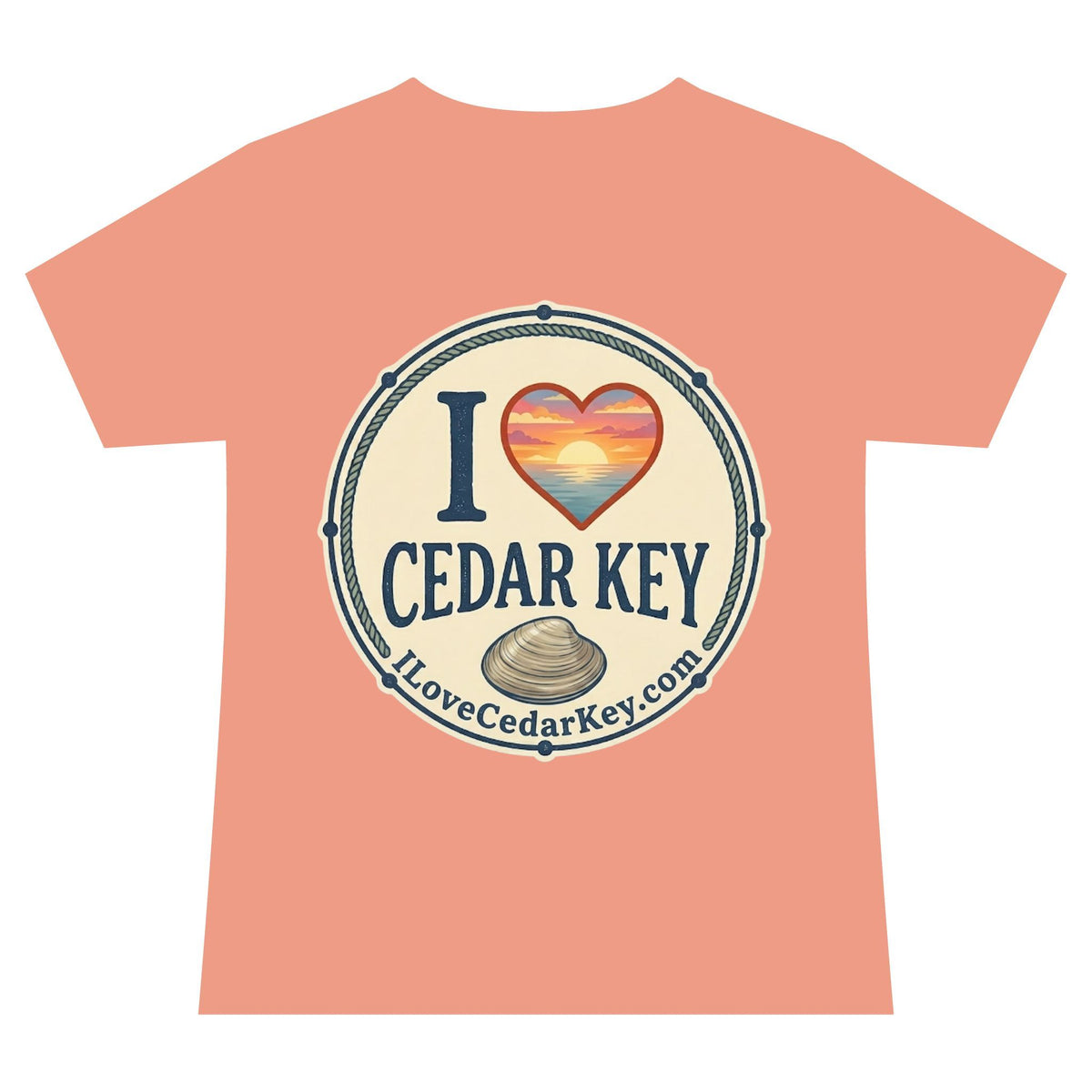 Official I Love Cedar Key logo V-Neck Tee