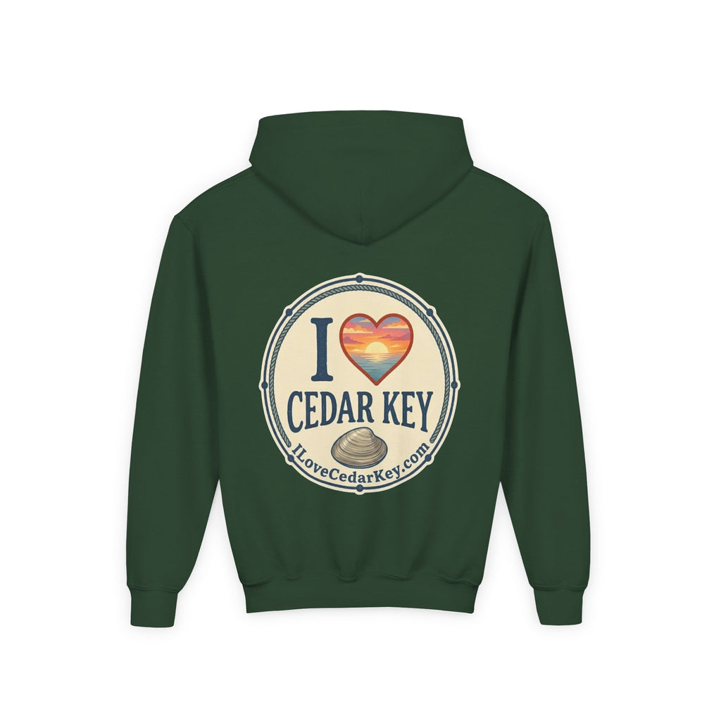Youth Hoodie — I Love Cedar Key Logo Hooded Sweatshirt