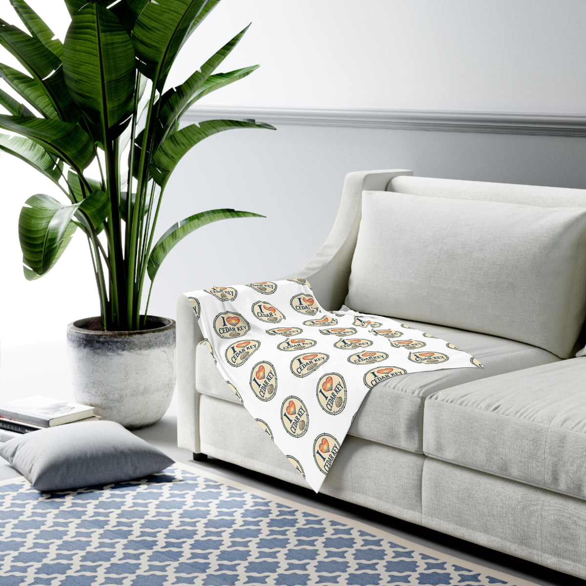 I Love Cedar Key Baby Swaddle Blanket — Soft Newborn Swaddling Wrap, Local Town Keepsake Gift
