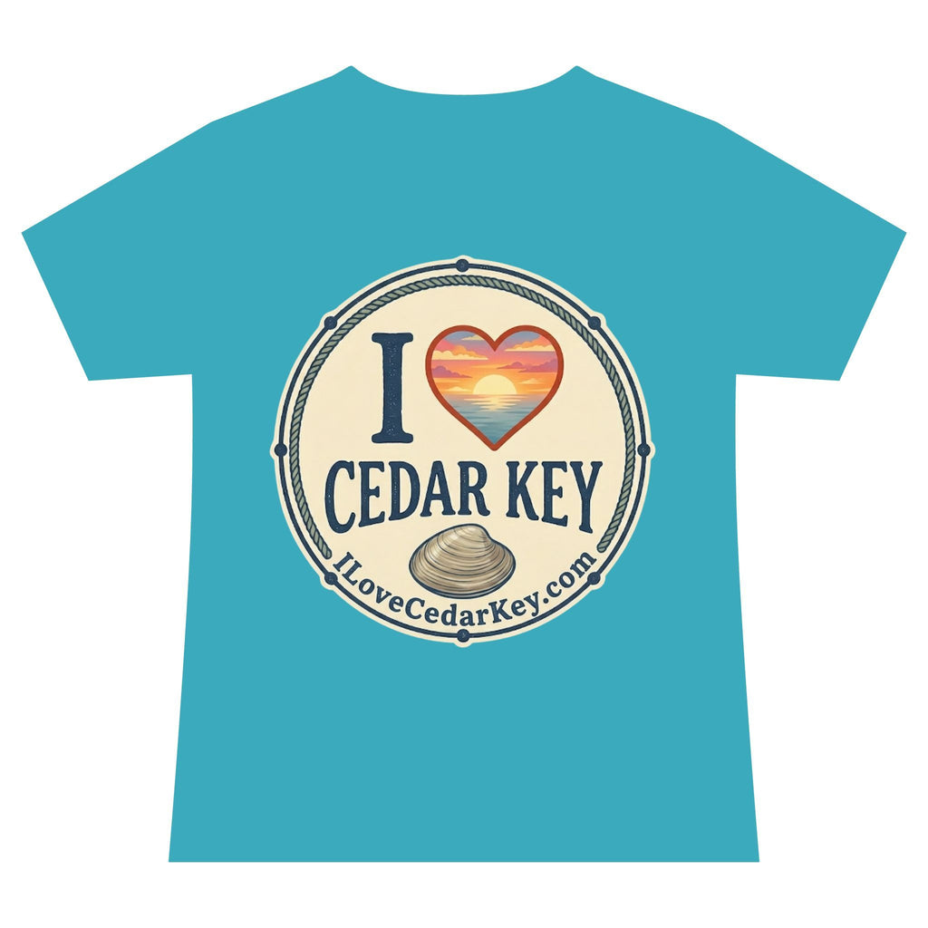 Official I Love Cedar Key logo V-Neck Tee