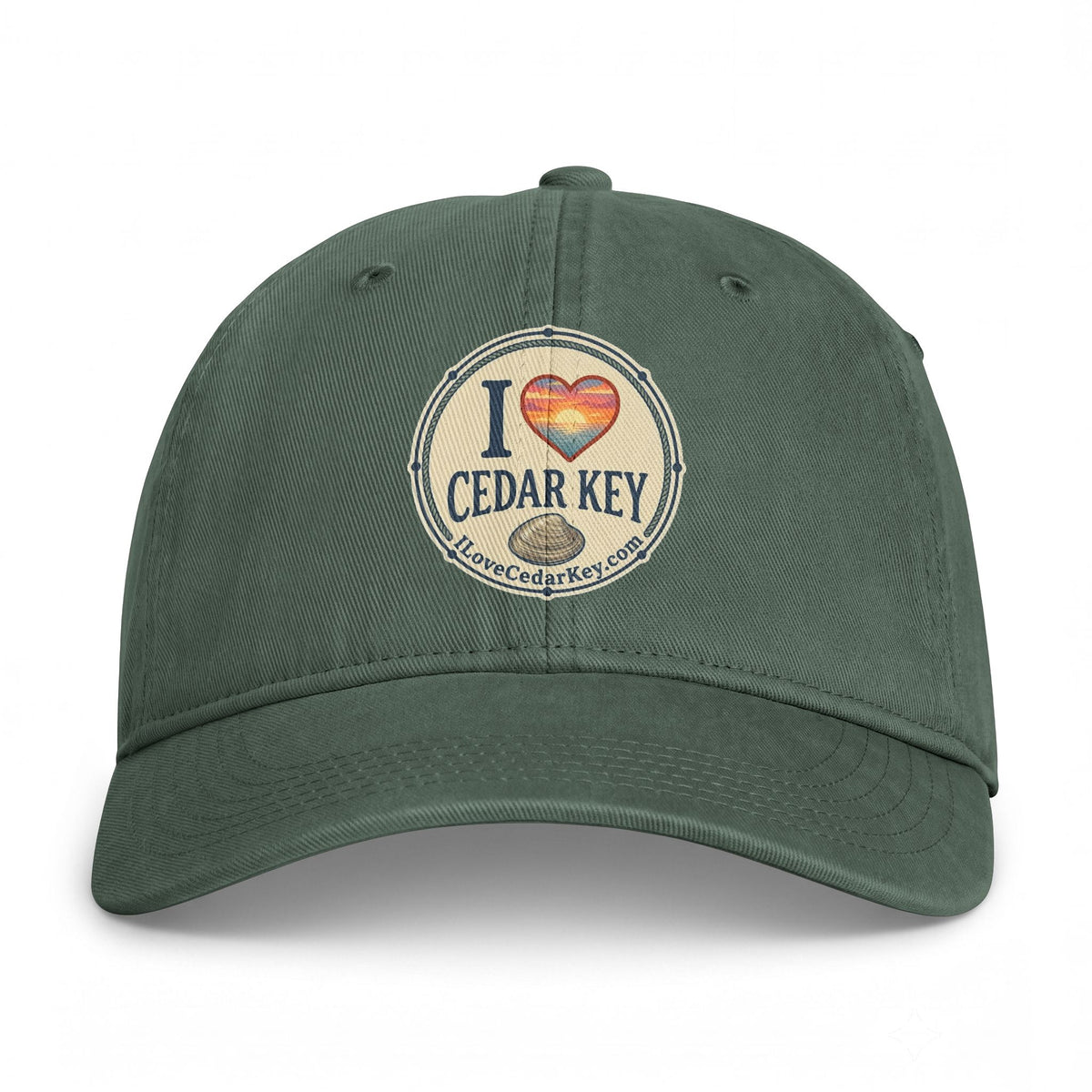 Official "I Love Cedar Key" Vintage Cotton Beach Cap | Coastal Fishing
